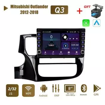 Мультимедийный видеоплеер на базе Android для Mitsubishi Outlander 2012-2018 с кнопкой Carplay WiFi BT 2 Din 2 + 32 ГБ 1+16GB