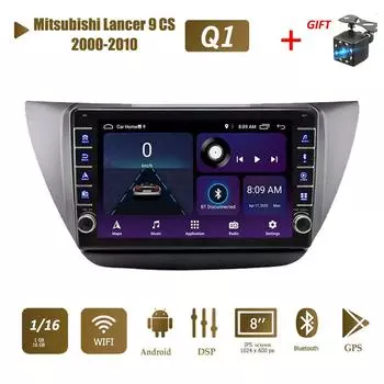 Мультимедийный видеоплеер на базе Android для Mitsubishi Lancer 9 CS 2000-2010 с кнопкой WiFi BT 2 Din 1 + 16 ГБ 1+16GB