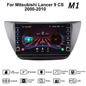 Мультимедийный видеоплеер на базе Android для Mitsubishi Lancer 9 CS 2000-2010 с кнопкой WiFi BT 2 Din 1 + 16 ГБ 1+16GB