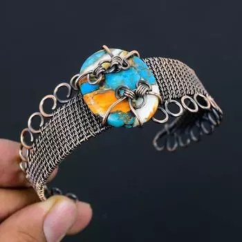 Мультимедная колючая устрица, чистая медная проволока, обернутая ювелирным браслетом ручной работы, регулируемый браслет Adjustable синий