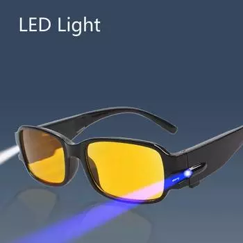 Мультисиловые очки для чтения со светодиодной подсветкой, очки унисекс, диоптрийная лупа, светящиеся ночные очки для дальнозоркости 0 белый