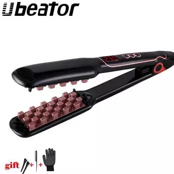 Мультистайлер для волос 2 в 1 (завивка и выпрямление) с LCD-дисплеем US Plug белый