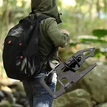 Мультитул-брелок с прозрачной шкалой, высокая твердость, карманный размер, отверстие для шнурка, форма животного, многофункциональная открывалка для бутылок из нержавеющей стали, мультитул-карта A