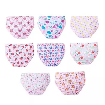 Мультиупаковка, 12 шт./лот, трусы для маленьких девочек, хлопковые трусики, детское нижнее белье с цветочным принтом, детские короткие трусы для детей от 2 до 12 лет 2-3 разноцветный
