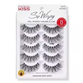 Мультиупаковка накладных ресниц Kiss So Wispy, 5 пар — #01