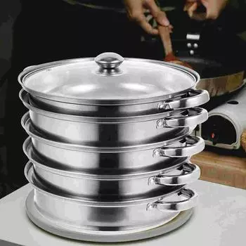 Мультиварка Пароварка Бойлер Пароварка Домашняя многофункциональная кастрюля Практичные кухонные принадлежности Корзина из нержавеющей стали серебряный
