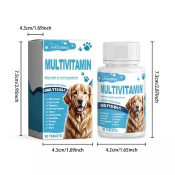 Мультивитамины Yegbong для собак, пищевые добавки для собак всех пород и размеров, способствуют укреплению иммунитета у домашних животных 80pcs