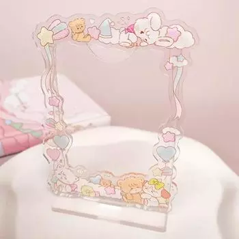 Мультяшная акриловая фоторамка, держатель для дисплея, милая фоторамка, подставка для плаката, милый держатель для фотографий, украшение для рабочего стола
