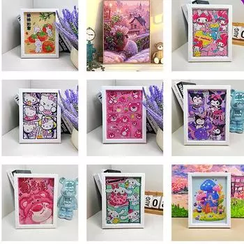 Мультяшная алмазная живопись, детские алмазные наклейки ручной работы своими руками, декоративная роспись для спальни, гостиной, каменная живопись с фоторамкой. J131
