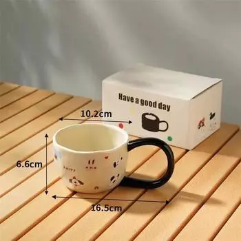 Мультяшная большая ручка керамическая чашка с зажатой рукой нестандартная милая кофейная кружка послеобеденный чай соковый молочный стаканчик для воды домашний офис 301-400ml