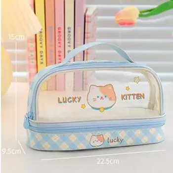 Мультяшная большая вместительная сумка для ручек, сумка для хранения для учащихся средней школы, учащихся начальной школы, портативная милая простая коробка для канцелярских принадлежностей One Size розовый