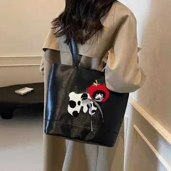 Мультяшная большая вместительная женская сумка-тоут с кошкой, многофункциональный рюкзак бежевый