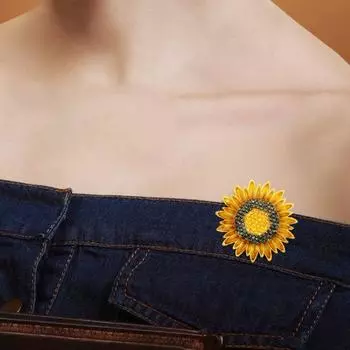 Мультяшная брошь-подсолнух, украшение для школьной сумки, маленький значок, индивидуальный элегантный корсаж для женщин жёлтый