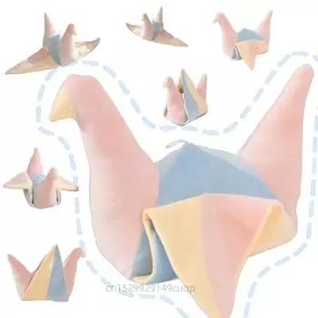 Мультяшная бумажный журавлик плюшевая кукла подушка розовая радуга наилучшие пожелания птица плюшевая игрушка домашний декор подарок на день рождения для мальчиков и девочек about 20cm