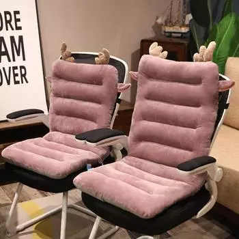 Мультяшная цельная подушка Мультяшная плюшевая цельная подушка Подушка для поясницы Подушка для офисного студенческого стула Сиденье коричневый