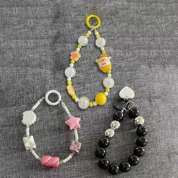 Мультяшная цепочка для мобильного телефона, чехол для мобильного телефона из бисера ручной работы, подвесная цепочка из жемчуга своими руками, сумка унисекс, брелок, подвесной подарок