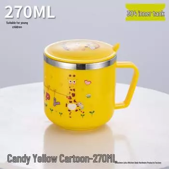 Мультяшная чашка для воды из нержавеющей стали 304 с крышкой для детей - Детская кружка для молока и питья 304 Water Cup