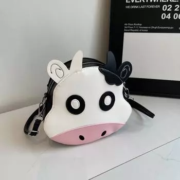 Мультяшная черно-белая милая сумка из коровы, сумка на плечо своими руками, симпатичная сумка из плетеного материала, сумка через плечо, ручная работа, самодельный подарок 20*8*19