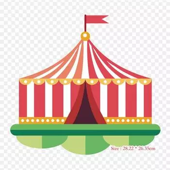 Мультяшная цирковая палатка, цирковой клоун, утюг с термопереносной печатью, виниловые нашивки, наклейки для одежды, аппликации «сделай сам», моющиеся нашивки