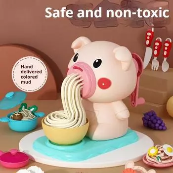 Мультяшная цветная глиняная свинья, машинка для лапши, детский игровой домик, кухонная игрушка, набор для самостоятельного изготовления суши, гамбургера, цветной глины 43PCS