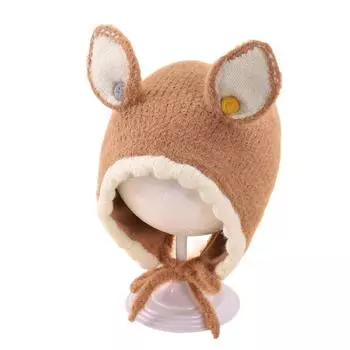 Мультяшная детская вязаная шапка теплая детская шапка с защитой ушей милая детская шапка-наушники осень-зима хаки