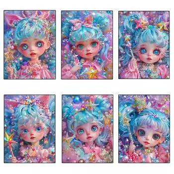 Мультяшная девочка Diy 5d алмазная кукла для рисования и волшебная палочка полный круглый/квадратный алмазный набор для вышивки крестом украшение Full Round 20x30CM