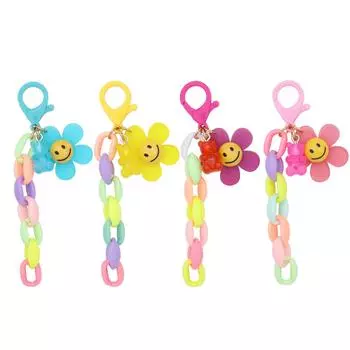 Мультяшная девочка, красочный брелок для ключей с подсолнухом, ручная работа, акриловый подсолнух, аксессуары для мобильного телефона, кулон