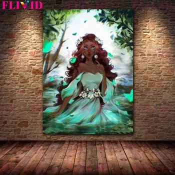 Мультяшная девушка, сказка, иллюстрация, аниме, настенная живопись маслом, украшение для дома, постер, настенная живопись для гостиной 21cm30cm NoFrame