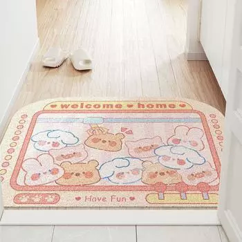 Мультяшная дверь Входная дверь Входная уличная комната Украшение Кремовый ветер Парк развлечений Аренда дома Напольный коврик Пылезащитный коврик 40 * 60CM [crystal velvet cannot be cut]