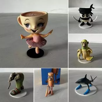 Мультяшная фигурка из смолы, акула, слон, обезьяна, чашка, статуэтка, скульптура, домашний офис, украшение для рабочего стола, коллекционный подарок E