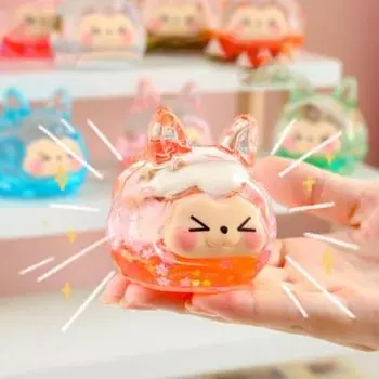 Мультяшная фигурка животного из зыбучих песков, блестящие блестки, заполненная жидкостью статуя животного, скульптура, домашний офис, настольная книжная полка, украшение, орнамент, фестиваль оранжевый