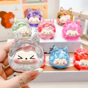 Мультяшная фигурка животного из зыбучих песков, блестки, жидкая статуэтка животного, скульптура для домашнего офиса, рабочего стола, книжной полки, украшение оранжевый