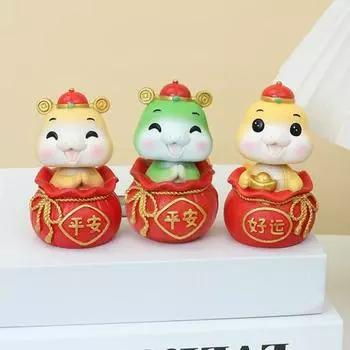 Мультяшная фигурка змеи из смолы 2025 год змеи орнамент качающаяся голова зодиакальная змея A жёлтый