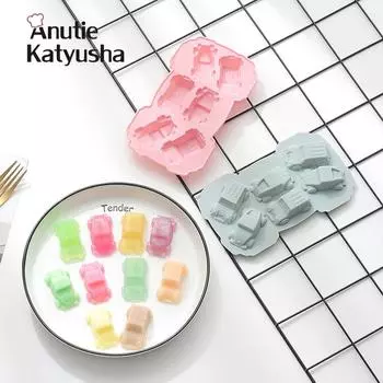 Мультяшная форма автомобиля, силиконовая форма, шоколадный кекс, форма для выпечки льда, мыло, кондитерские изделия, формы для выпечки, украшение торта розовый