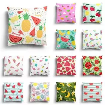 Мультяшная фруктовая серия ананас, арбуз, банан, вишня, короткая плюшевая наволочка, диван, гостиная, наволочка, украшение дома 40x40cm