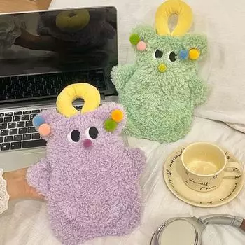 Мультяшная грелка для инъекций воды, утолщенная грелка для воды, плюшевая грелка для зимы розовый