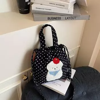 Мультяшная холщовая сумка женская новая сумка-мессенджер на шнурке простая портативная тканевая сумка сумка-ведро легкая сумка через плечо