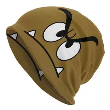 Коричневая шапка с изображением игры Goomba, вязаная шапка в стиле хип-хоп для женщин, зимние теплые шапки унисекс с черепами, шапки Beanies Hat