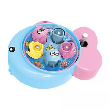 Мультяшная игра, заводная магнитная игрушка для рыбалки, мини-игровая консоль для рыбалки, детский интерактивный подарок для родителей и детей для мальчиков, открытый сад синий