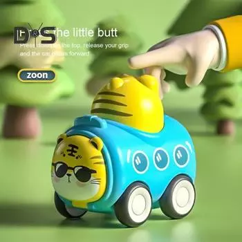 Мультяшная игрушечная машинка с инерционным механизмом и свистком, нажмите и поезжайте, тигр, панда, свинья, медведь, грузовик, игрушка для малышей, мальчиков и девочек, развивающая игрушка-машинка с инерционным механизмом для животных синий
