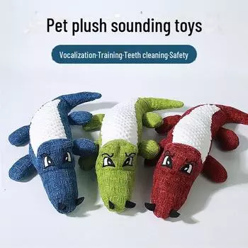 Мультяшная игрушка «Собака-крокодил» для прорезывания зубов и развлечения, устойчивая к укусам и способствующая чистке зубов, со звуковой имитацией.