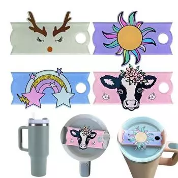 Мультяшная именная акриловая крышка для стакана, именная табличка, часть для чашки 40 унций, уникальный логотип, украшение крышки чашки Elk