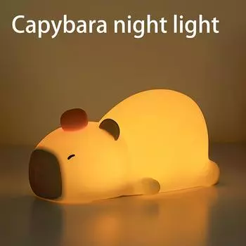 Мультяшная капибара атмосфера ночник милый перезаряжаемый ночной светильник для сна простой декор детской комнаты ночь подарки на день рождения 1pcs