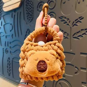Мультяшная капибара Мини-сумки для монет Сумка-органайзер для наушников Подвеска-брелок Креативная Милая Плюшевая Кукла Сумка для хранения Подарки