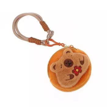 Мультяшная Капибара плюшевая круглая монетница кулон мини портативная сумка для хранения наушников телефонный шнурок