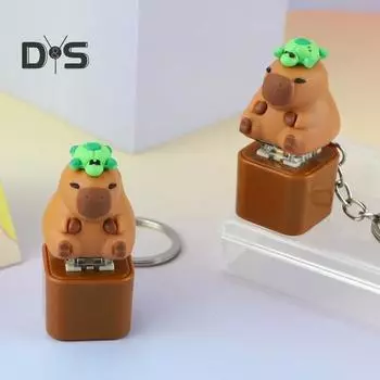 Мультяшная клавиатура Capybara Fidget Keychain со звуком и подсветкой для снятия стресса для детей и взрослых, электрическая клавиатура Capybara, щелкающая сенсорная игрушка коричневый