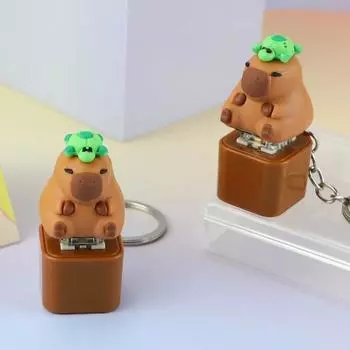 Мультяшная клавиатура Capybara Fidget Keychain со звуком и подсветкой для снятия стресса для детей и взрослых, электрическая клавиатура Capybara, щелкающая сенсорная игрушка коричневый
