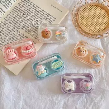 Мультяшная коробка для контактных линз, симпатичный инструмент для ухода за линзами, милый футляр для контактных линз Pearl rabbit