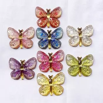 Мультяшная красивая красочная бабочка акриловый альбом плоские драгоценные украшения для волос бабочка украшение для вечеринки 8 шт./лот белый