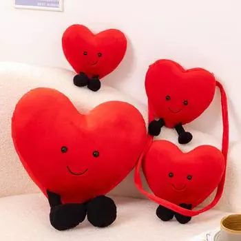 Мультяшная красная подушка с изображением любви, плюшевая игрушка, кукла-смайлик, красное сердце, кукла, сумка-мессенджер, кошелек для монет 15cm0.08kg